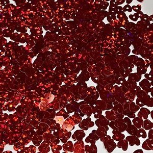 Heart Sequins 5mm Petite Hologram Red Made in USA - Picture 1 of 1