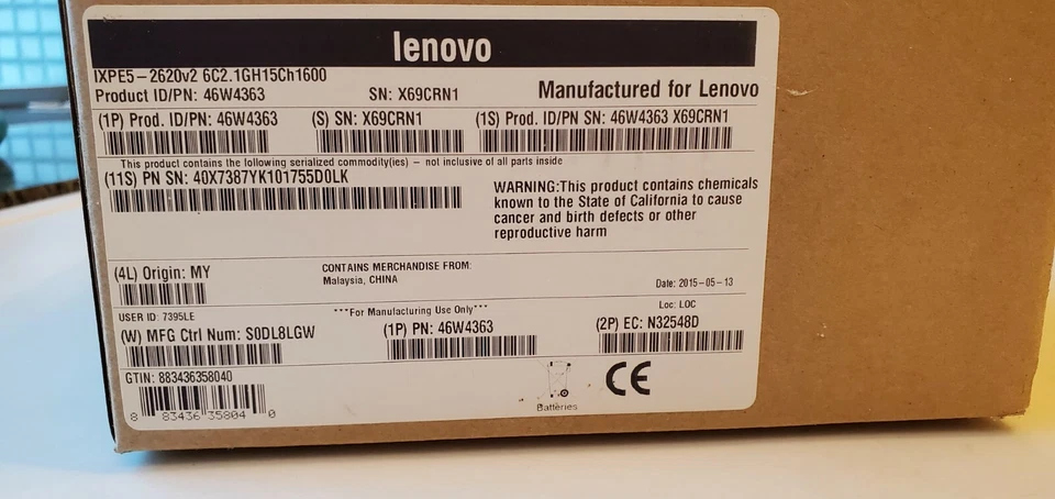 46W4363 Lenovo IBM Intel Xeon E5-2620 v2 6C 2.1GHz Server CPU Kit - Image 1 of 2