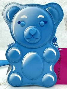Borsa a tracolla Betsey Johnson orsacchiotto gommoso blu XO Candy nuova con etichette - Foto 1 di 16