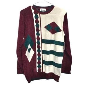 Neu mit Etikett Vintage Joyce Pullover grün weinrot weiß neu Größe S Small - Bild 1 von 6
