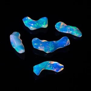 Natural Ethiopian Opal Rough Lot Loose Gemstone Polished 5 Pc 7.5 Ct 13X8 19X7mm - Picture 1 of 3