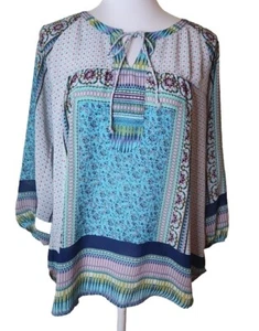 Top tunica donna boho Anthropologie fico e fiore medio mucolor  - Foto 1 di 6