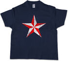 RED & WHITE NAUTICAL STAR Kids Boys T-Shirt Tattoo Stern Rockabilly Oldschool