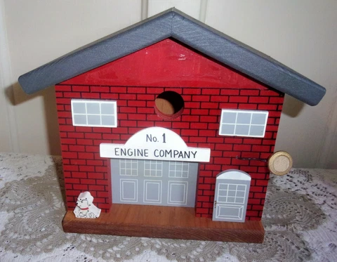 Fire Engine Company Number 1 Hand Painted Bird House Cover