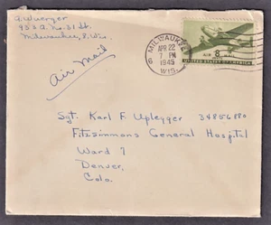 US #C26 TWIN MOTOR TRANSPORT ON MILWAUKEE TO DENVER COVER 1945 - Picture 1 of 2