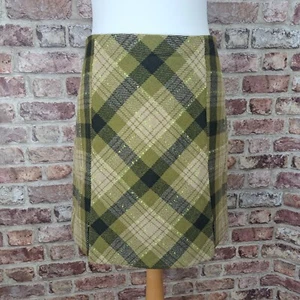 Hobbs Short Pencil Skirt UK 10 Green Check Wool Tartan - Picture 1 of 11