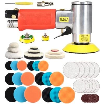 Mini 1''2''3'' Air Sander Dual Action Random Orbital Sander Car Polisher 48Pcs - Image 1 of 4