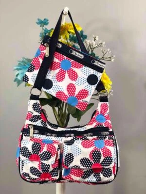 LESPORTSAC Multicolor Florals Polka Dot Nylon Crossbody Bag + Zip Pouch - Image 1 of 4