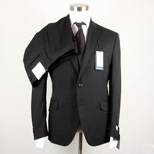 44S Kenneth Cole Reaction Mens 2 pc Suit Pants 36Wx32L Black Solid E02187 - Picture 1 of 24