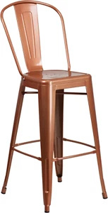 Commercial Grade 30" High Copper Metal Indoor-Outdoor Barstool with Back - Picture 1 of 8