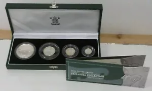 2003 Britannia Silver 4-Coin Royal Mint Proof Set (1 oz £ 2 a 1/10 oz 20 p) in scatola - Foto 1 di 11