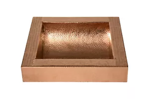 Mexican Crafts Recycled Copper Bathroom Sink: 17x17" Square, Shiny, 17 Gauge - Picture 1 of 5