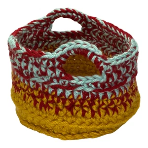 Handmade Decorative Yarn Made Storage Tote With Handles Small by Marsha - Picture 1 of 8