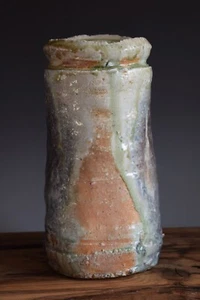 Sense of "WABI & SABI"!!  25cm/9.8" Tall Shigaraki Ware Vase by Kohsei IMURA V69 - Picture 1 of 16