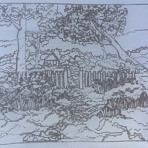 Vintage Needlepoint/Long Stitch Country Cottage Canvas 28cm W x 23cm H NEW - Picture 1 of 3