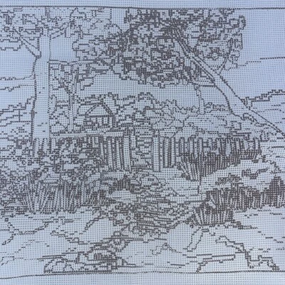 Vintage Needlepoint/Long Stitch Country Cottage Canvas 28cm W x 23cm H NEW - Image 1 of 3