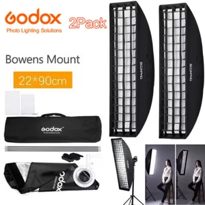 US 2*Godox 22x90cm Softbox Strip Honeycomb Bowens Mount Soft Box fr Studio Flash - Photo 1 sur 19