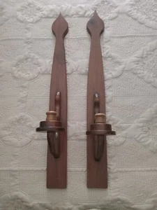 Pair - Wood Wall Sconces - Picture 1 of 3