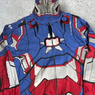 Raro Marvel MAD Engine Iron Man 3 Película Máquina de Guerra Máscara Cremallera Completa Sudadera con Capucha Talla 2X Foto 1 de 4