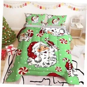 Merry Christmas Comforter Set,Color Pattern for Kids Queen Green - Picture 1 of 6