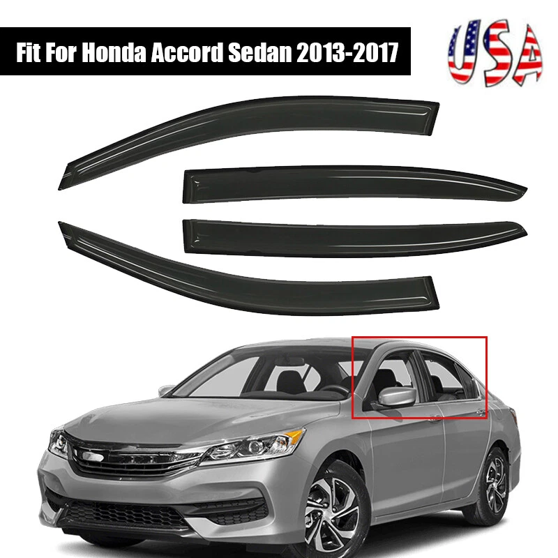 Window Visors Wind Sun Deflector Rain Guards Vent For Honda Accord Sedan 2013-17 Foto 1 de 4
