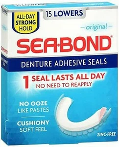 Sea Bond Denture Adhesive Lower Seals Cushiony Soft Feel Zinc Free 15ct 3 Pack - Picture 1 of 5