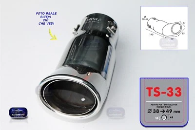 Terminale di scarico tuning universale per auto in acciaio inox marmitta cromato - Immagine 1 di 4