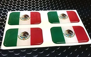 Mexico Flag Domed Decal Emblem Car 3D Sticker 1.75"x1.1" Set of 2 or 4 Cancun - Imagen 1 de 7