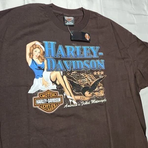 Vintage Harley Davidson Shirt Men 2XL Deadstock Pin Up Girl Sailor Y2K Grunge - Picture 1 of 7