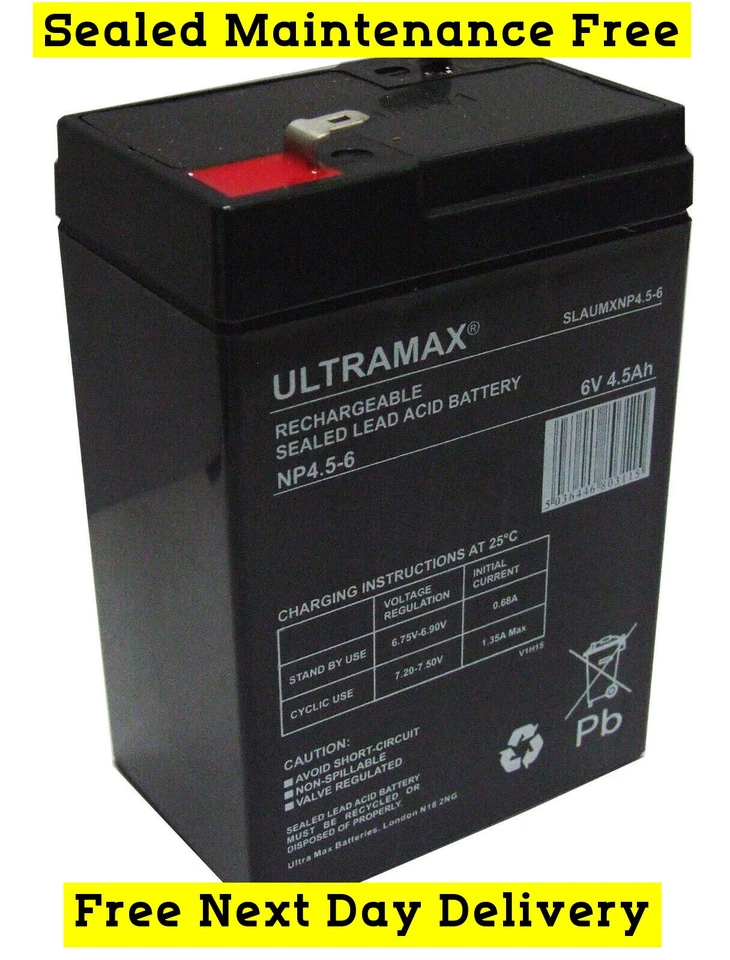 6V 4.5AH Rechargeable VRLA AGM Battery - NO SPILL - Aroma 3-FM-4 6V 4AH - Image 1 of 4