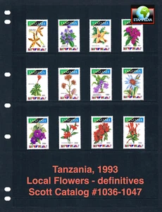 1/3 de descuento $12,95 Scott Value - 1993 TANZANIA Flowers definitivos CV MNH NH UMM - Imagen 1 de 4