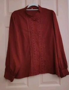 Unbranded Rusty Red 2XL Polyester Long Sleeve Blouse - Picture 1 of 4