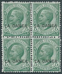 1907-12 LEVANTE LA CANEA 5 CENT QUARTINA LUSSO MNH ** - RB10-2 - Picture 1 of 1