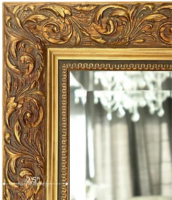 West Frames Bella French Ornate Embossed Antique Gold Wood Wall Framed Mirror  - Image 1 of 4