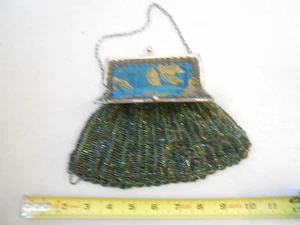 RARE VINTAGE MICRO BEADED LINER PURSE BAG HANDBAG AS IS GLASS CRYSTAL ANTIQUE - Picture 1 of 8