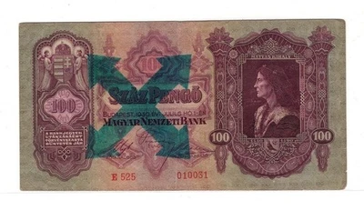 Hungary Fantasy Nazi overprint. 01.07.1930. 100 Pengo. P-98. - Image 1 of 2