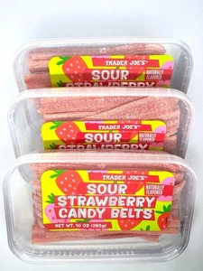 Trader Joe’s Sour Strawberry Candy Gürtel Streifen Best By 02.01.27 Vegan 3 BOXEN - Bild 1 von 4