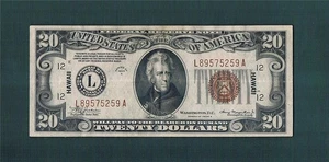 $20.00 1934A FRN Hawaii "Late FINISH BACK Plate #204"~Crackly(VF+)Centering.!!! - Picture 1 of 1