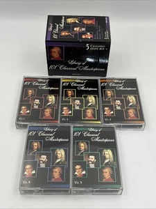 Library Of 101 Classical Masterpieces 5 Cassettes Volumes 1-5 Box Set Madacy - Picture 1 of 7