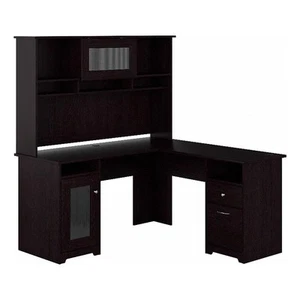 Cabot L Shaped Desk with Hutch in Espresso Oak - Engineered Wood - Picture 1 of 6