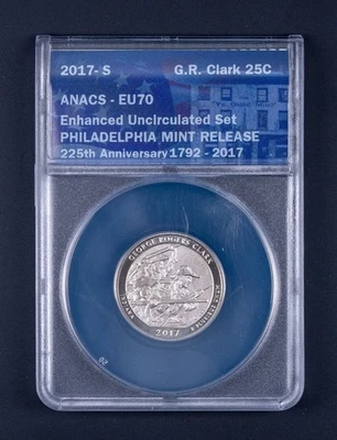 2017-S GR Clark IN Enhanced UNC Parks Quarter ANACS EU70 First of 500 BB139 - Image 1 of 2