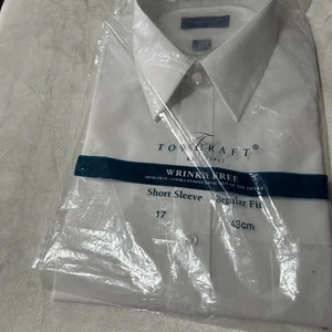 NWT Town Craft Wrinkle Free Men’s S/s Dress Shirt Reg Fit Sz17 - Picture 1 of 9