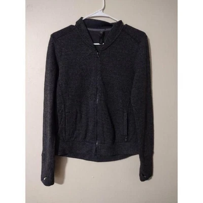 Jaqueta feminina Mountain Hardwear cinza couro com zíper furos para polegar tamanho P - Imagem 1 de 4