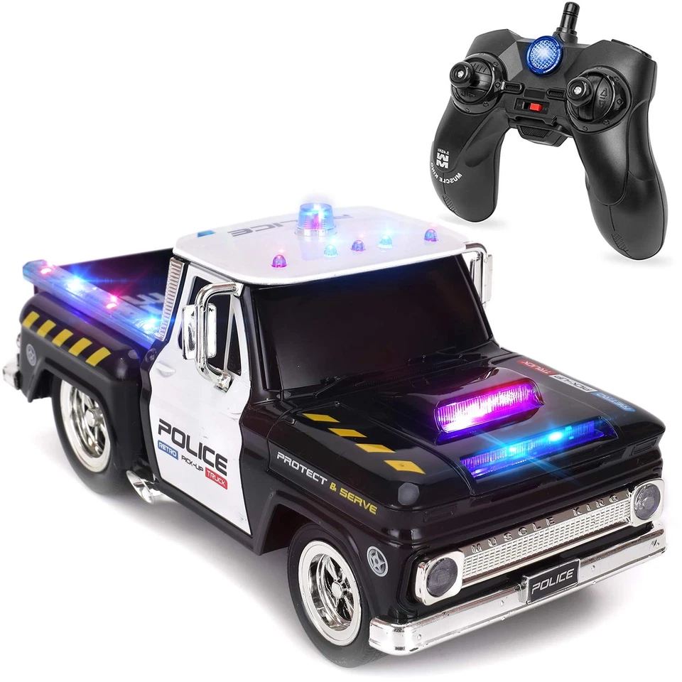 RC Remote Control Police Pickup Truck Toy Vehicle with Lights and Sirens | 1:... - Image 1 of 4