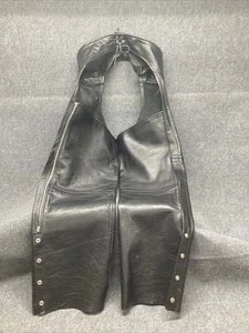 Lucky Leather By Leather World Chaps Men’s Size XXL Black Some Road Wear - Picture 1 of 10