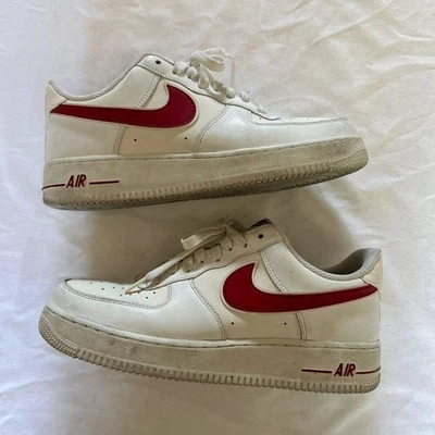Nike Air Force 1 White Gym Red Leather Sneaker Shoes 2018 Men's Size 9.5 US - Image 1 of 4