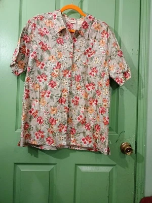 Blusa de mujer de Bobbie Brooks talla 18w/20w manga corta abotonada floral Foto 1 de 4