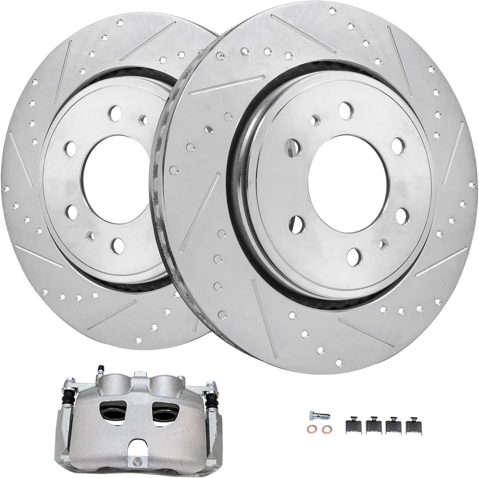 Front Drilled Rotors & Left Caliper for Ford Expedition F-150 Lincoln Navigator - Image 1 of 1