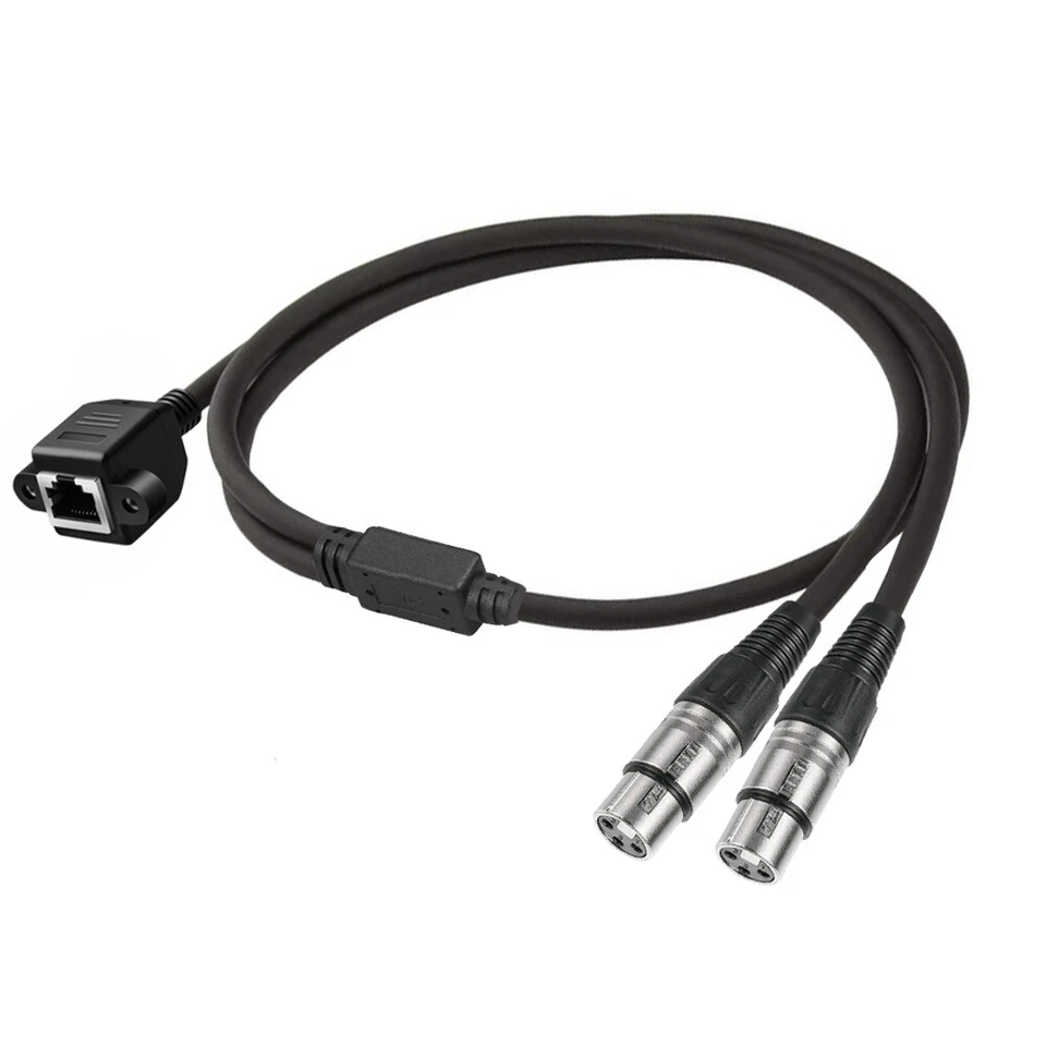 DMX Cable Dual 3 Pin XLR Female to RJ45 Y Splitter Network Breakout Cable  - Image 1 of 4