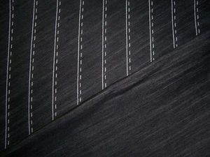 DESIGNER FABRIC STUNNING ITALIAN VISCOSE BLACK WHITE DIAGONAL STRIPE CHIC PRINT - Picture 1 of 6
